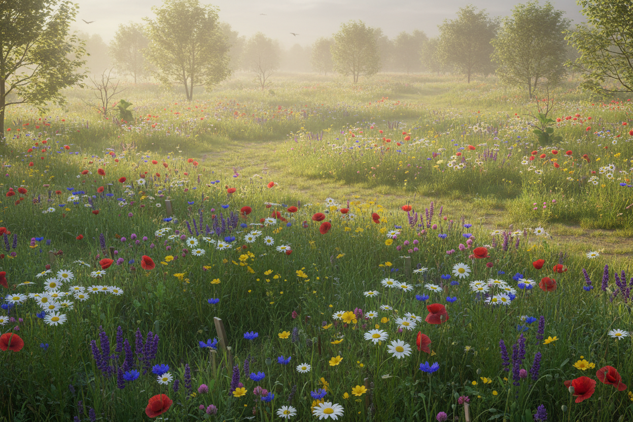 Fieldflowers on a natural burialsite